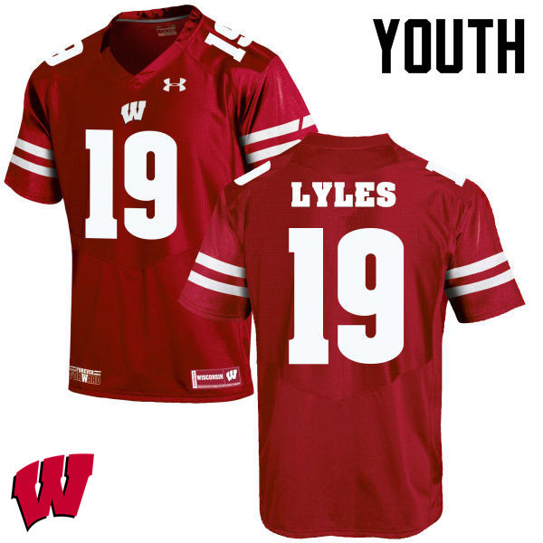 Wisconsin Badgers Youth #19 Kare Lyles NCAA Under Armour Authentic Red College Stitched Football Jersey JJ40W54VE